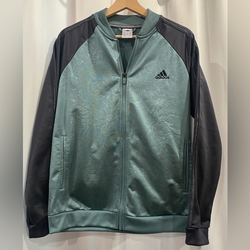 Adidas - Black & Green Floral Print Zip up